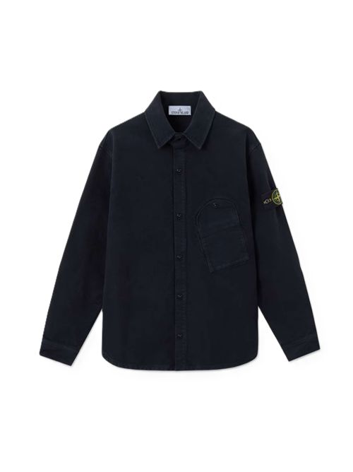 logo-patch button-up shirt Stone Island | L2S15 1200030 S0228V0020 NAVY BLUE
